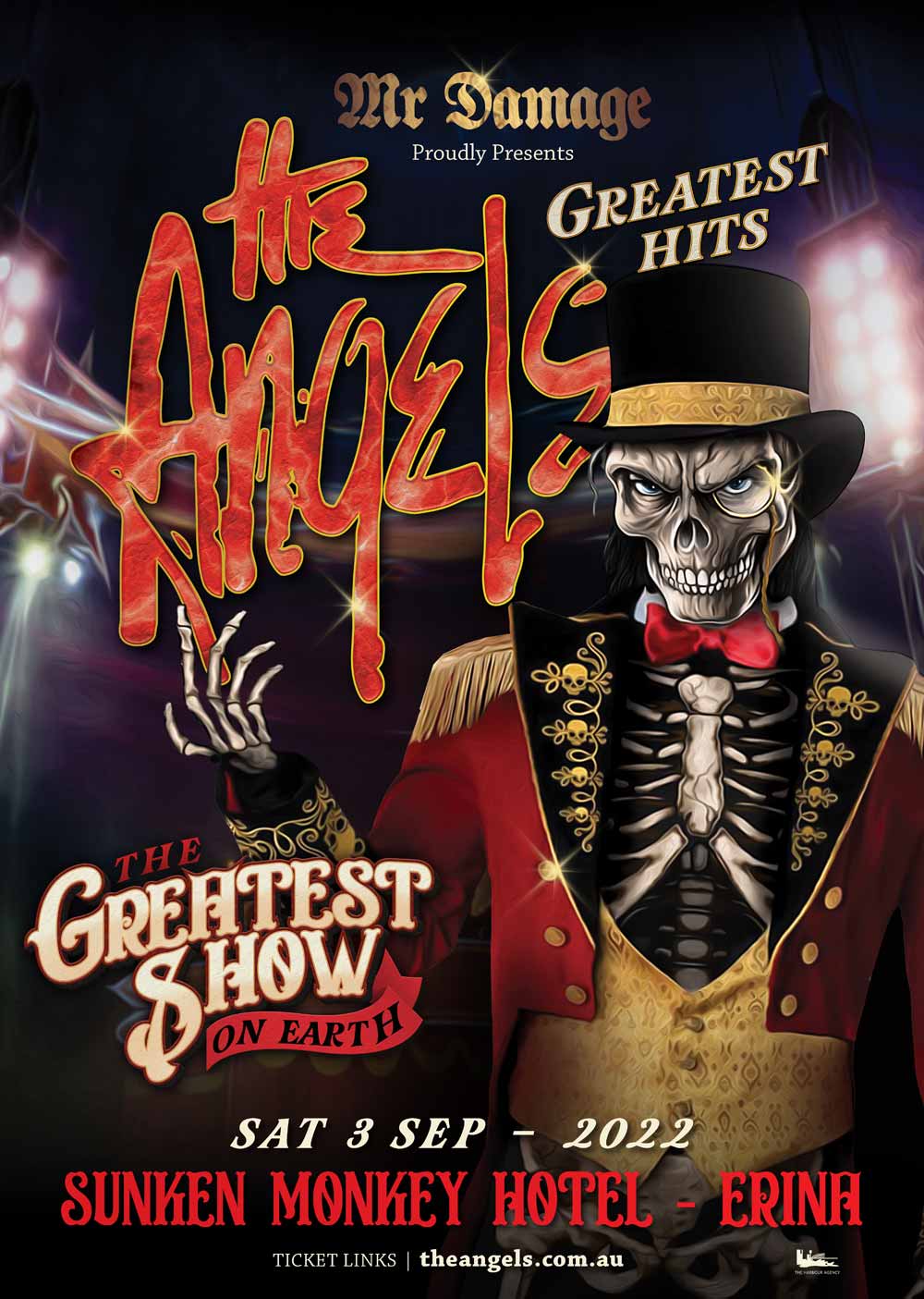 The Angels – The Greatest Show On Earth – The Sunken Monkey Hotel – Sat 3rd Sep – 2022 - Poster