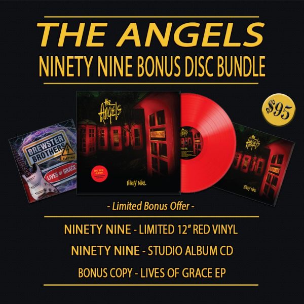 The Angels - 'Ninety Nine' - Studio Album - Bonus Disc Bundle - Includes 12" Limited Edition Red Vinyl + CD Version + Bonus Copy Of Brewster Brothers Electric 'Lives Of Grace' EP - Promotional Image